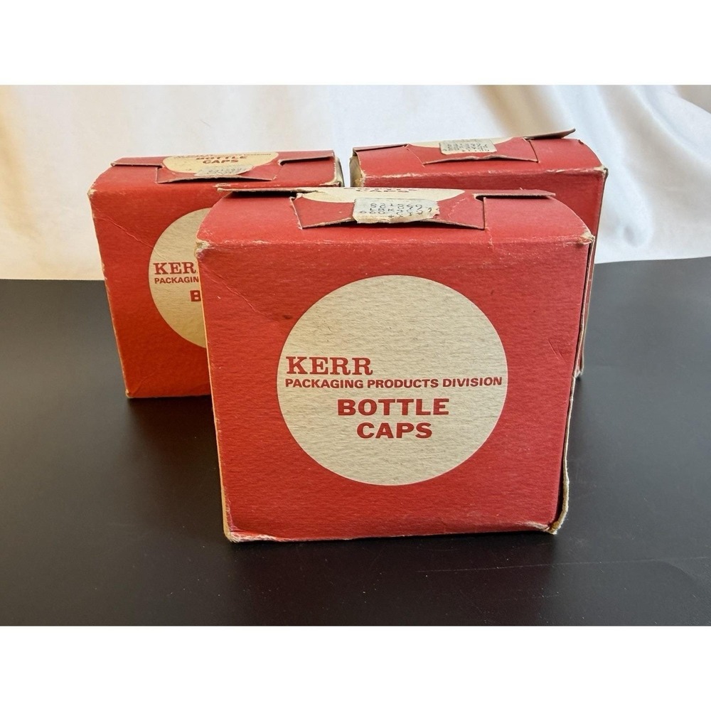 Vintage Kerr Home Bottling Bottle Caps Gold 3 Unused Boxes Generic Caps 3 Gross